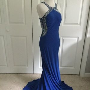 Royal blue prom pageant dress Jr 5 LN